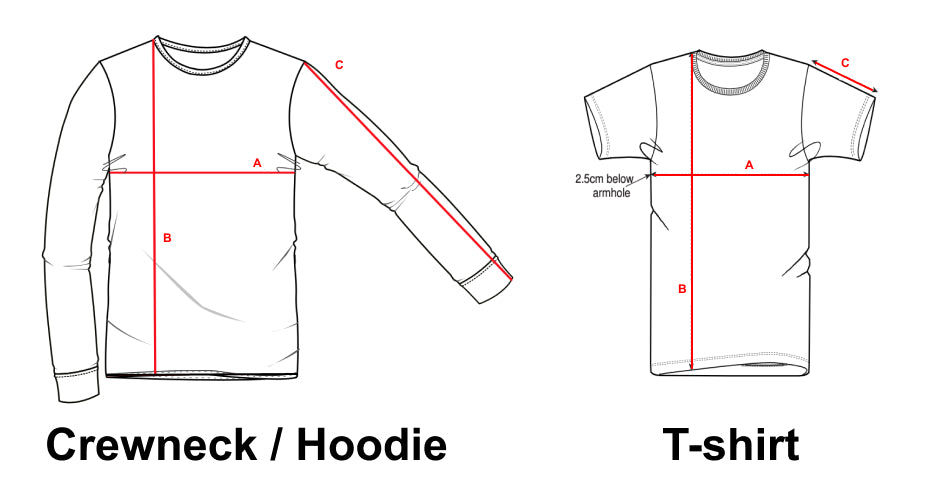 Sizing guide for Identities Brand 