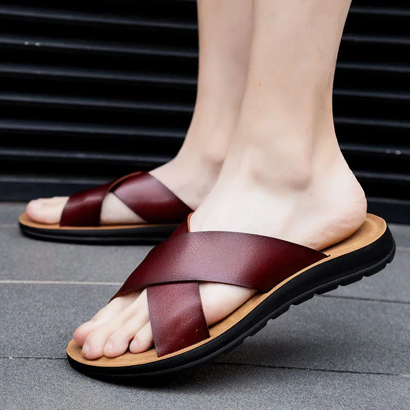 Hnzxzm Men's Slippers Summer Large Size Outdoor Beach Casual Sandals Trend Men Shoes Flat Non-slip Comfortable Shoes Zapatillas