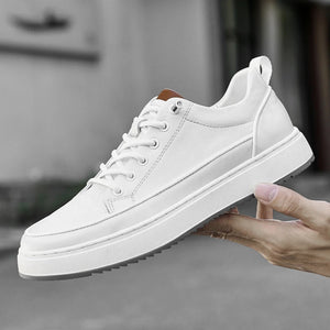 Hnzxzm Mens Sneakers fashion Casual Slip On Loafers Outdoor Flats spring Autumn Genuine Leather Shoes Comfortable Mens Sneakers - hnzxzm