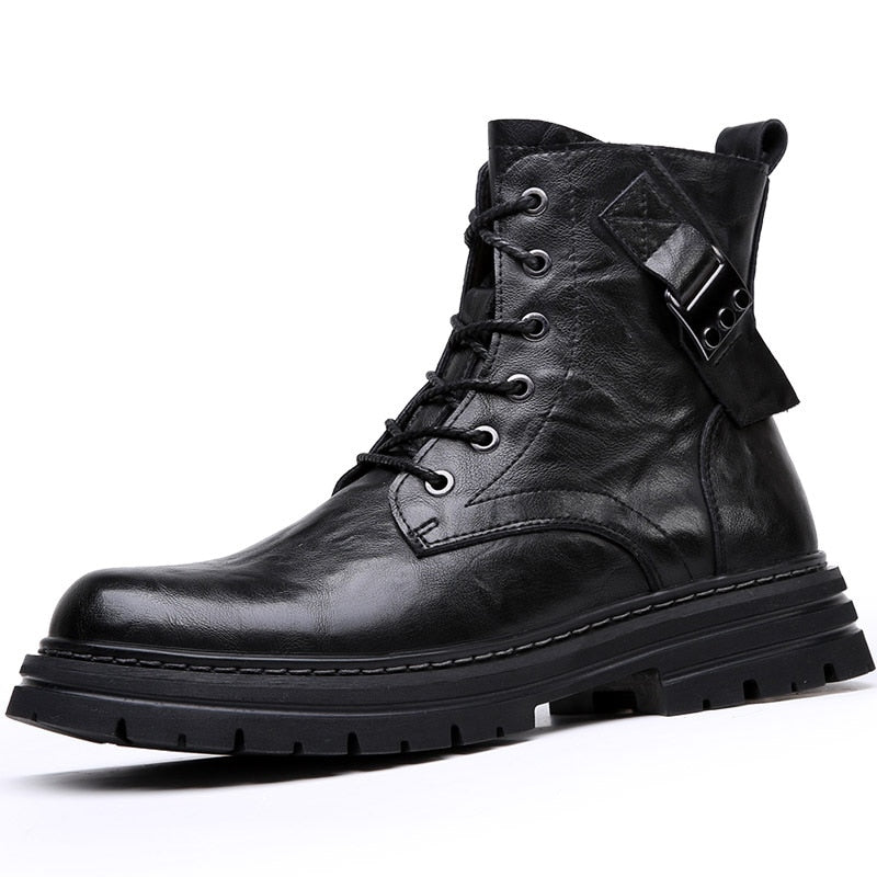 Trend Men Boots Black Sneakers Outdoor Fashion High Top Wholesale Punk –  hnzxzm