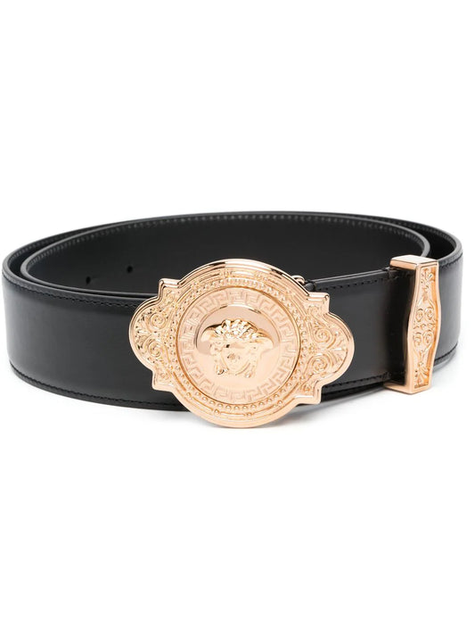 Versace Men's Gold Heritage Medusa Buckle Reversible Leather Belt - Black - Size 90 cm / 35 in - Black/Gold