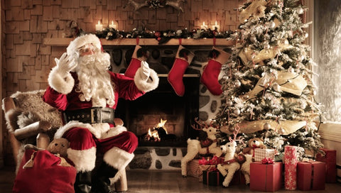 santa claus with christmas tree