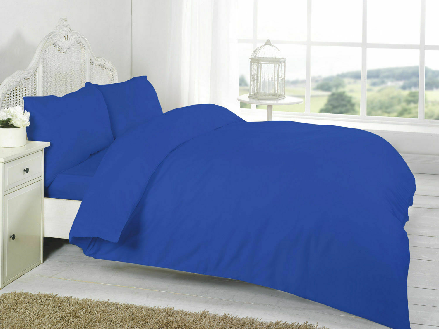 plain blue single duvet set