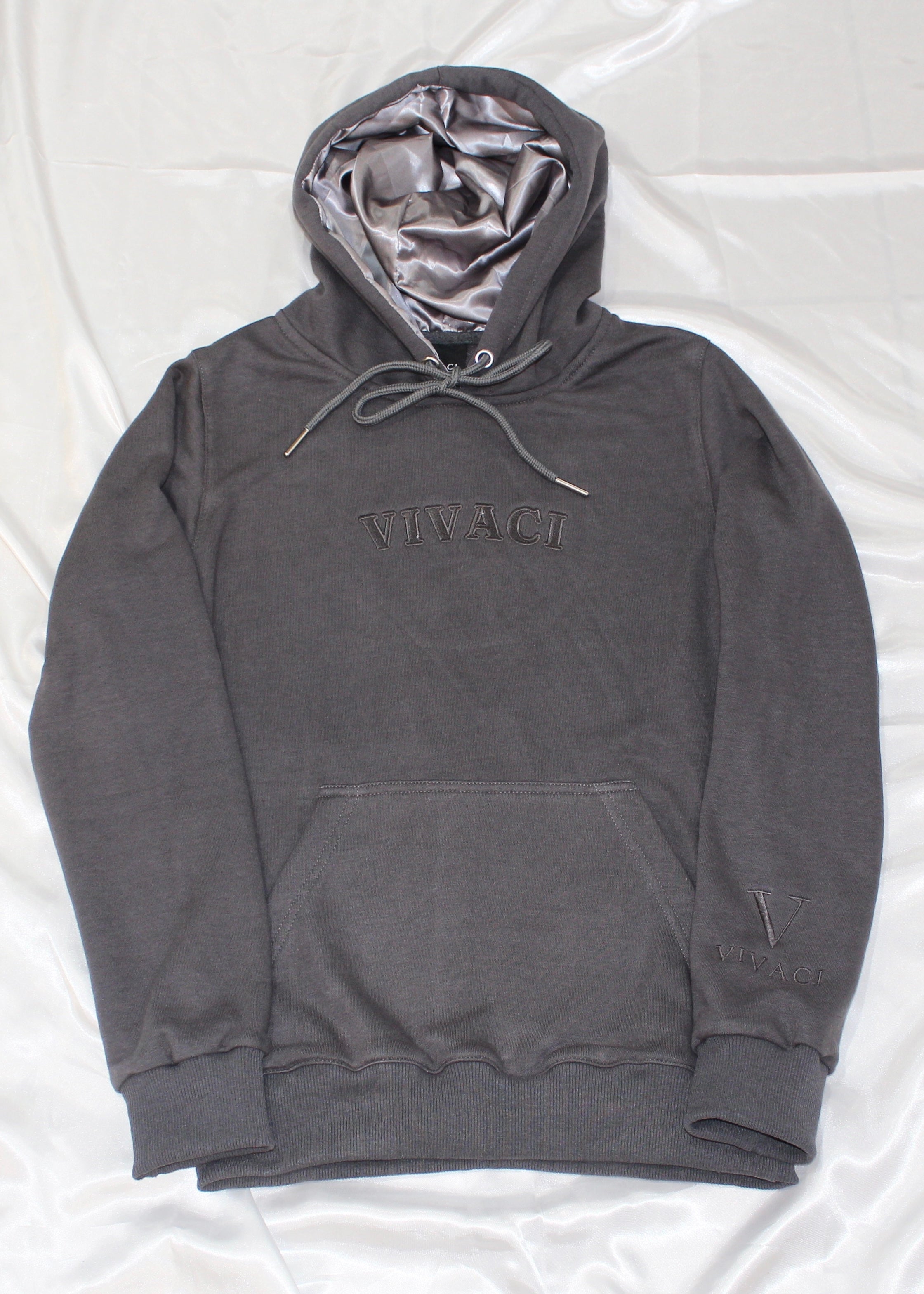 Gray Full Embroidered Hoodie#N# – VIVACI