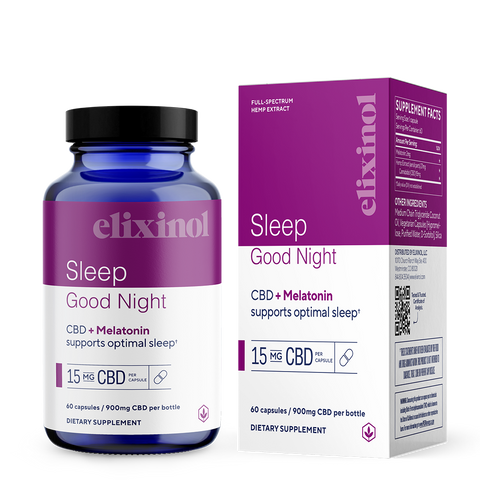 Elixinol Sleep Goodnight CBD bottle and box
