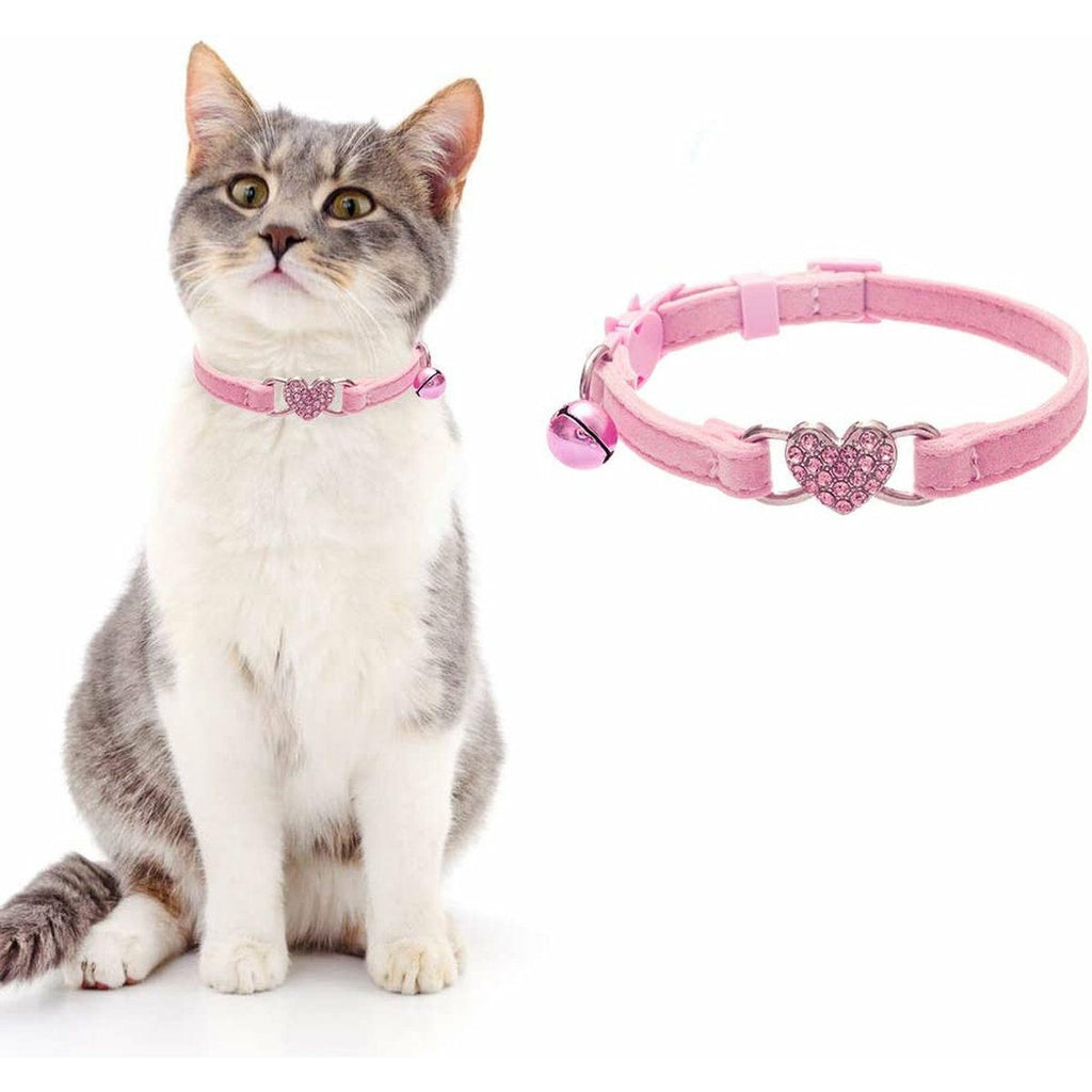Mok synoniemenlijst Besnoeiing Katten Halsband met Hart Charm en Bell | Kattenhalsband | Met  Veiligheidssluiting | Elastisch | Verstelbaar