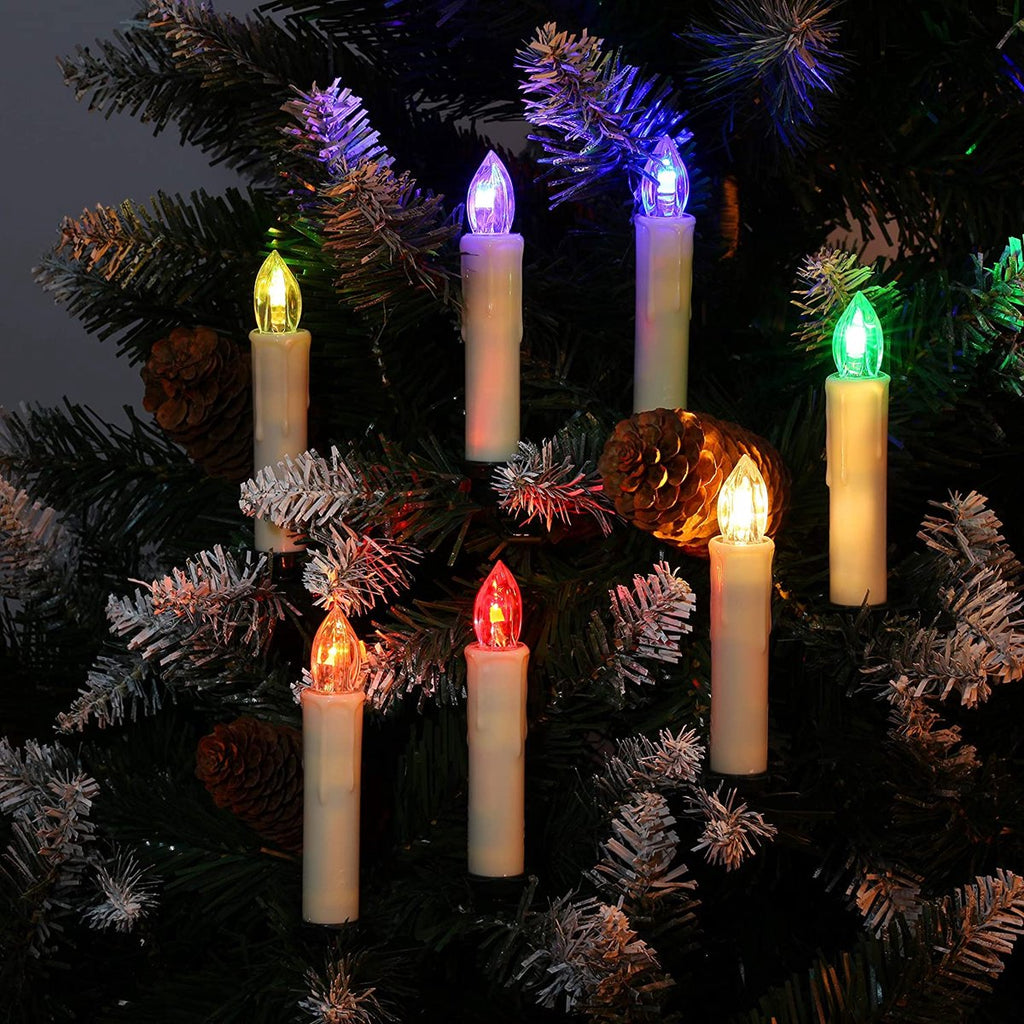 30 Stuks - LED Kerst Kaarsen Met Afstandsbediening - Inclusief Bevestiging stukken - Multikleur Kaarsjes - Elektrische Kerstverlichting - Met Houders - Dimbaar - Waterdichte - Timer - Voor binnen/buiten - Op Batterij - RGB / Warm