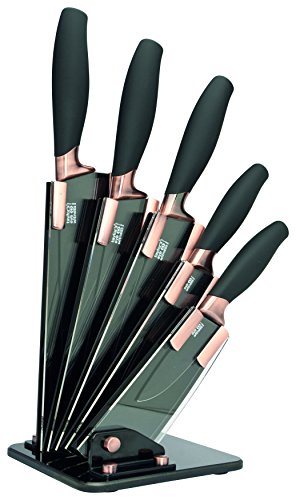 Taylors Eye Witness Steak Knives Set of 4 - Brooklyn Serrated Black Ceramic-Coated Blade with Copper-Plated Bolster. Corrosion-free, Easy Clean