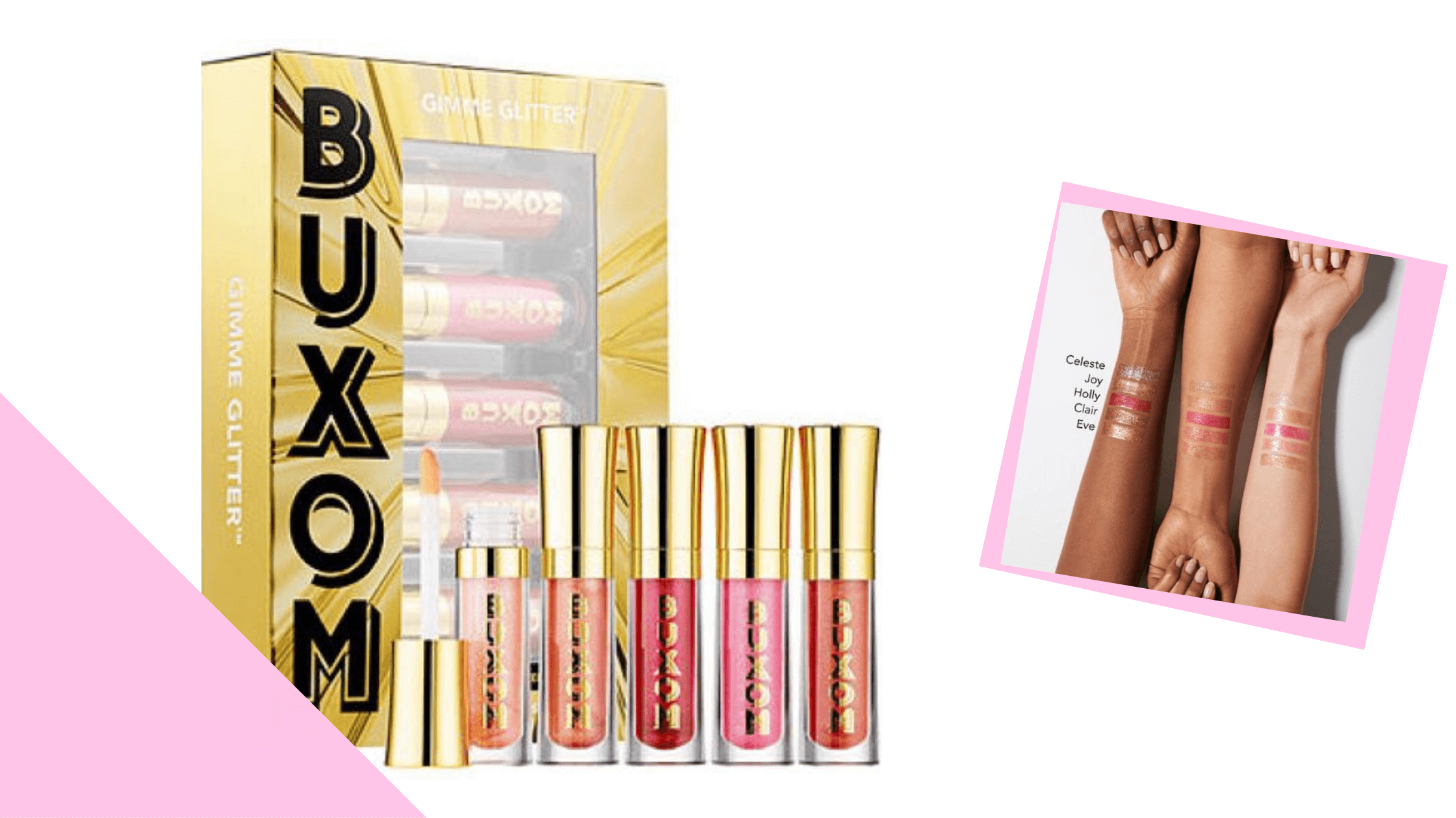 Lip Plump Gloss Gift Sets Gold Shimmer Nude Pinks Buxom