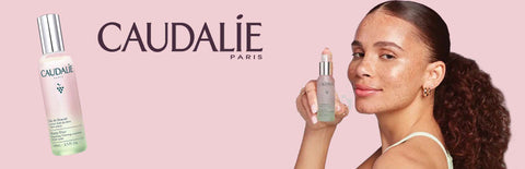 Caudalie beauty elixir face mist with model 