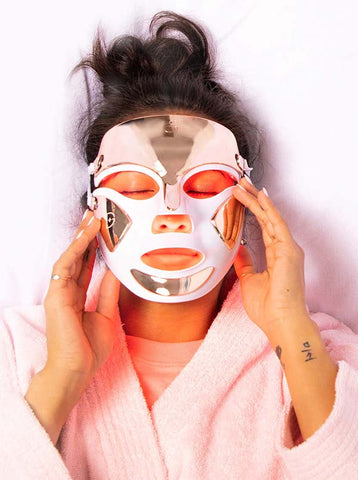 Dr. Dennis Gross Skincare SpectraLite Faceware Pro - White girl wearing mask 