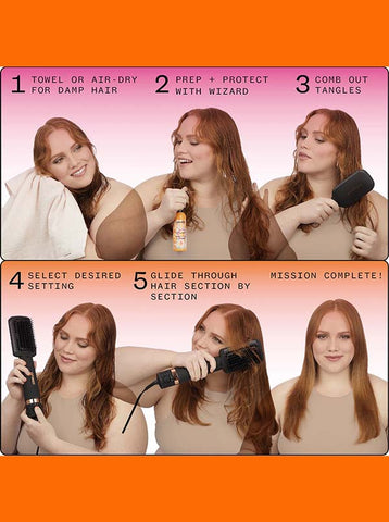 how to Amika Double Agent 2-in-1 Blow Dryer + Straightening Brush