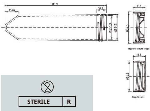 Biogenerica Plastica monouso - Provette per centrifuga - 0800591E Provetta  in polipropilene conica 30x115 mm 50 ml graduata con tappo a vite e base,  non sterile (250 pz)