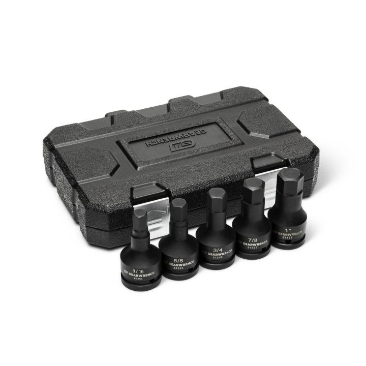 GearWrench 5 Piece 3/4" Drive SAE Impact Hex Bit Socket Set with Blow Mold Case