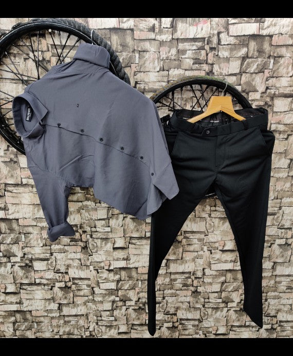 Buy Men Grey Regular Fit Textured Full Sleeves Formal Shirt Online - 736798  | Van Heusen