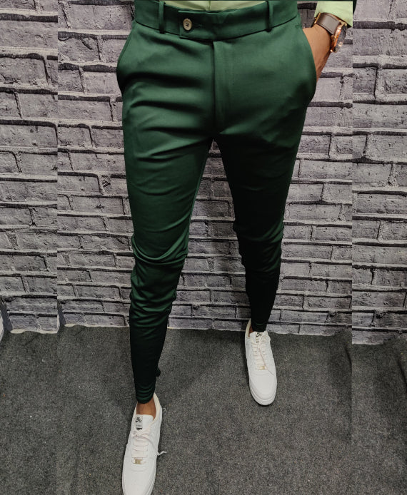 ANKLE FORMAL TROUSERS - DARK GREEN – Byzantic