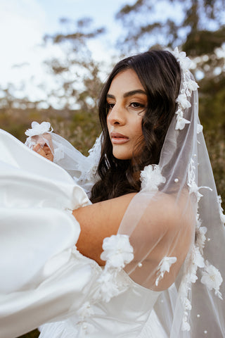 LENA 3D Floral Italian Tulle Veil