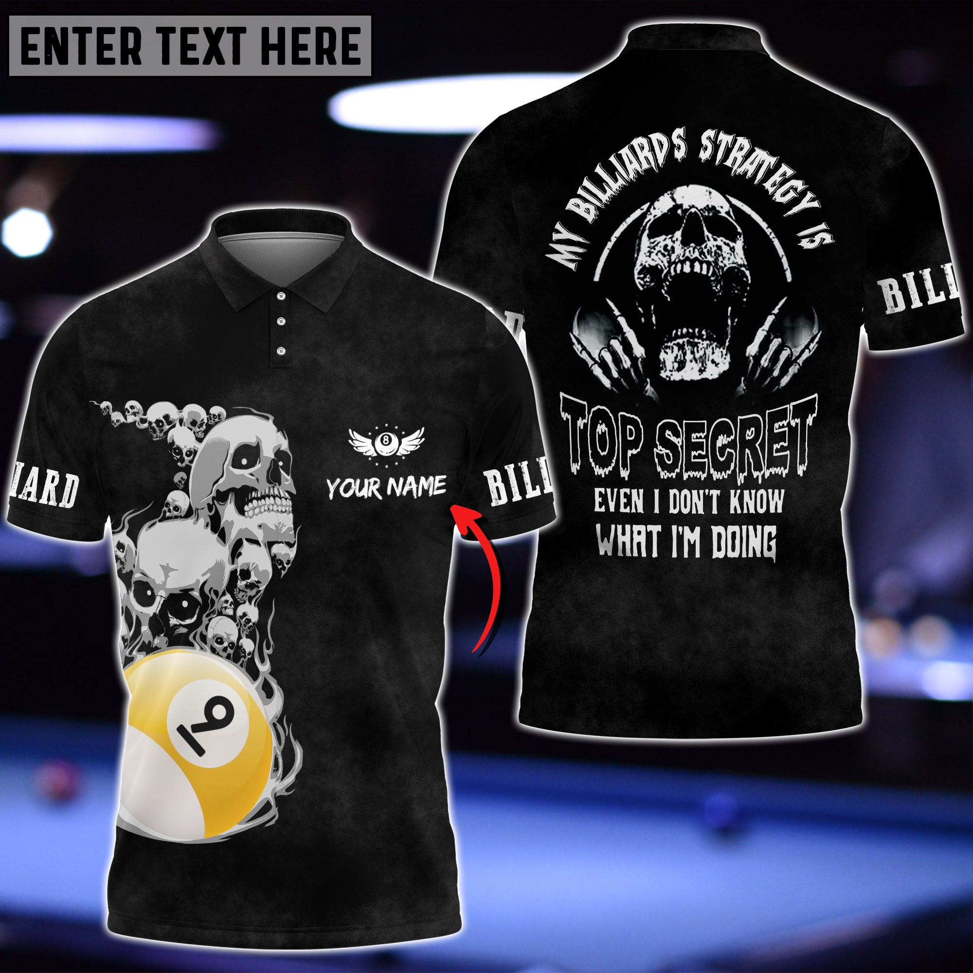 Top Secret Billiards Customized 3D Print Shirt