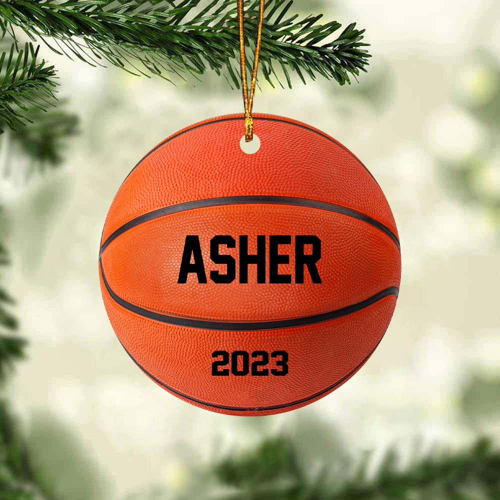 Custom Name Basketball Christmas Ornament, Personalized Basketball Acrylic Ornament, Custom Christmas Ornamment - Cosyshops product image