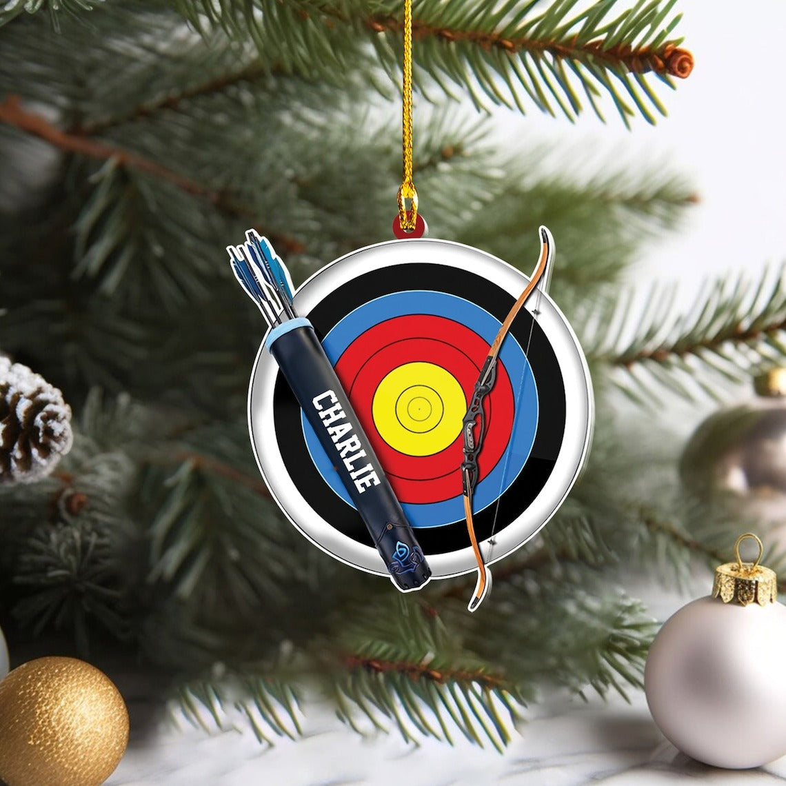 Custom Name Archery Christmas Ornament, Personalized Archery Christmas Ornament, Custom Archery Lover Christmas Ornamment - Cosyshops product image