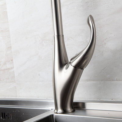 Elegant Swan Neck Pull Down Kitchen Faucet with Sprayer- Payton