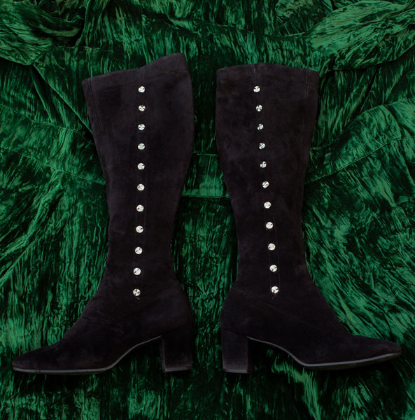 black suede gogo boots