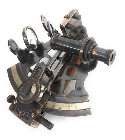 functional replica of a navigational brass sextant