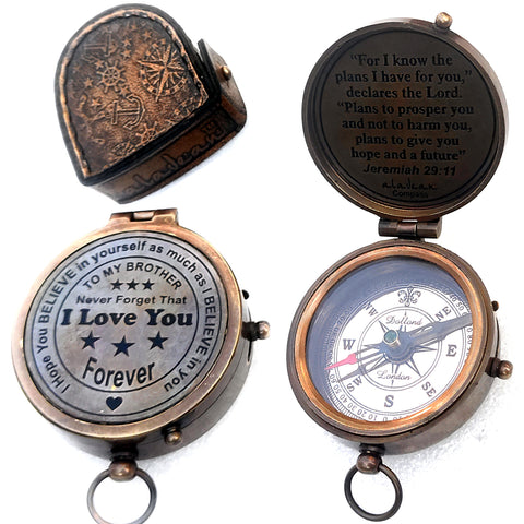 Gift for brother brass compass