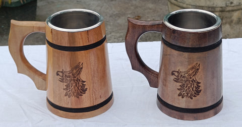 fabricant de tasses et de chopes à bière en bois gravé aladean