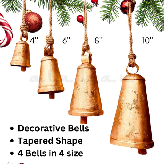 Set of 4 Harmony Cow Bells Vintage Rustic Lucky Christmas Hanging Déco –  aladean