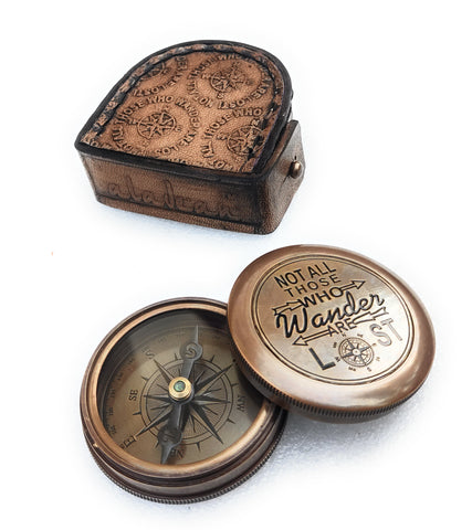 Not All Those who wander engraved brass compass manufacturer