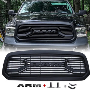 Front Grill For 2013 2014 2015 2016 2017 2018 Dodge RAM 1500,Matte Black Grille W/ Letters - CNCT - 2014 Dodge Ram 1500 Grill