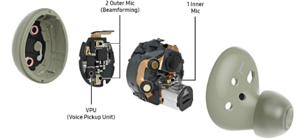 Broken apart green ear bud diagram