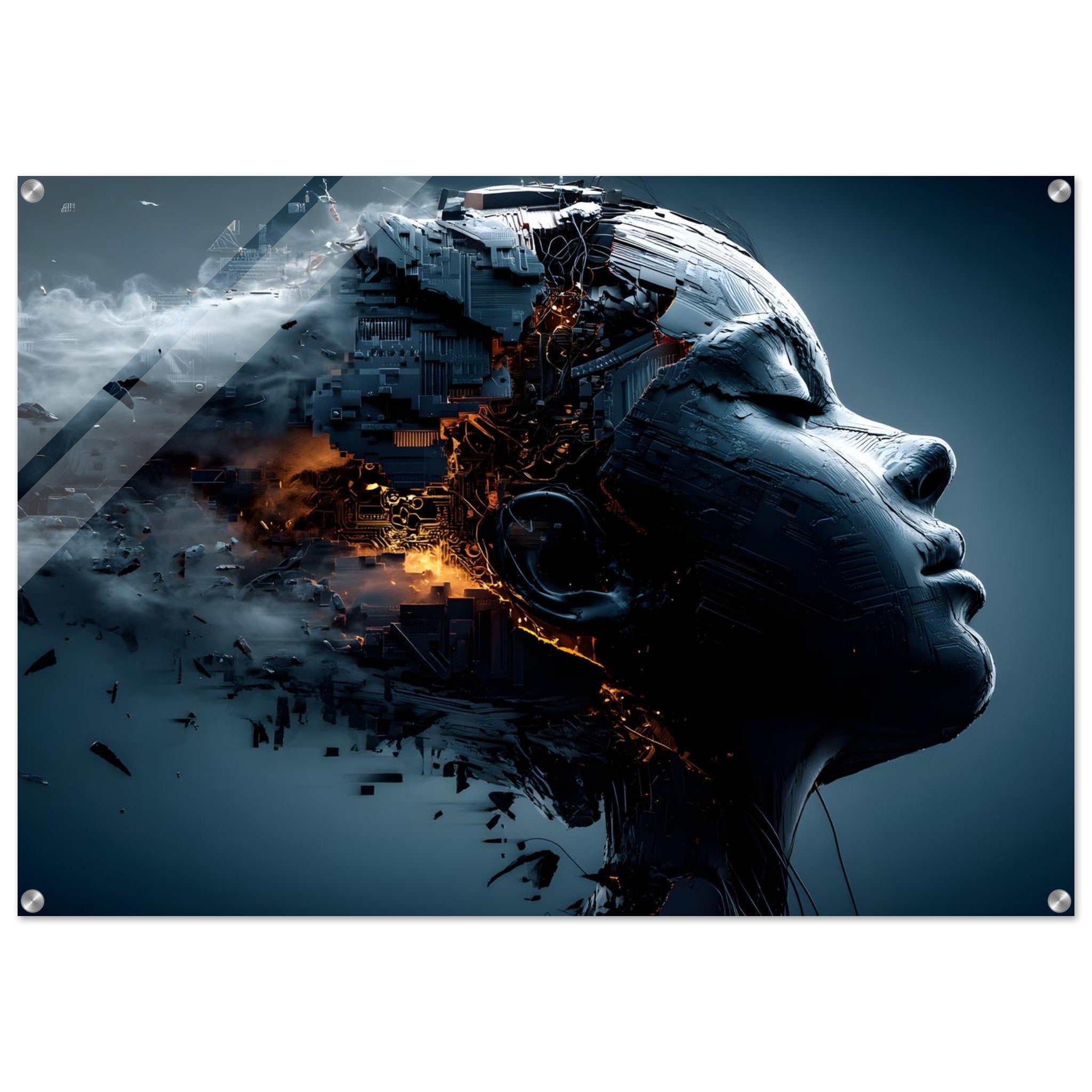 Digital Essence – Futuristic Abstract Face Acrylic Wall Art