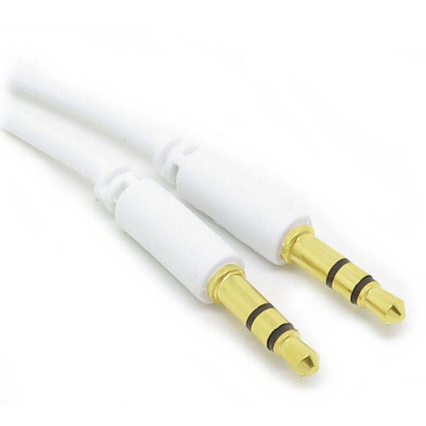 1m White Slim 3.5mm Stereo Audio Cable - Male to Male