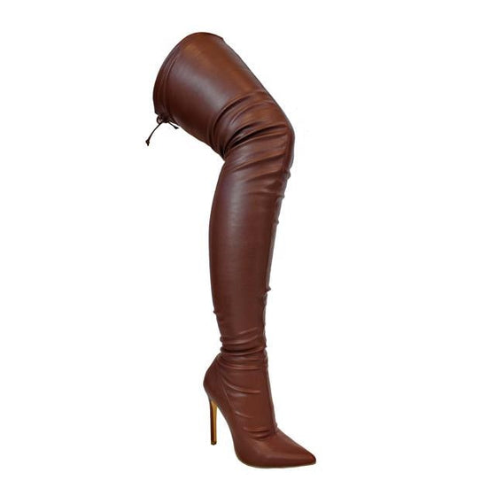 faux brown leather boots