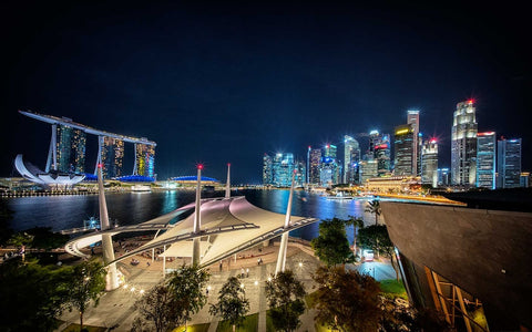 Esplanade Roof Terrace at night. Photo by Esplanade Management.