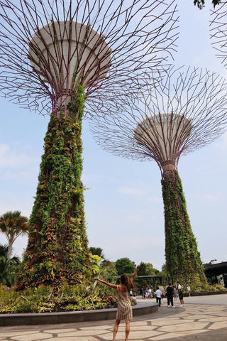 Gardens by the Bay's modern Supertrees make for a unique picnic spot with sights of the Singapore skyline. Photo by Addie.