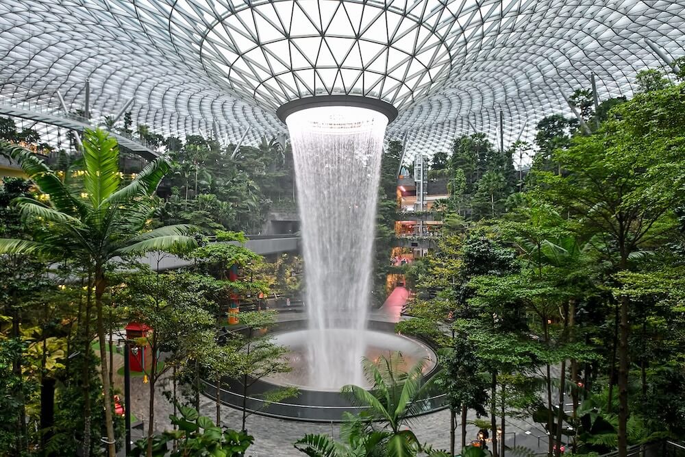 HSBC Rain Vortex, the tallest indoor waterfall in the world found in Singapore.