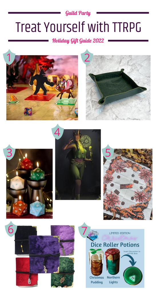 2022 gift guide featuring images of ttrpg items to enhance your gameplay experience