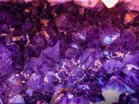 A closeup of purple crystal shards