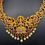 Beautiful AD And Multi Stone Lakshmi Short Necklace With Earrings