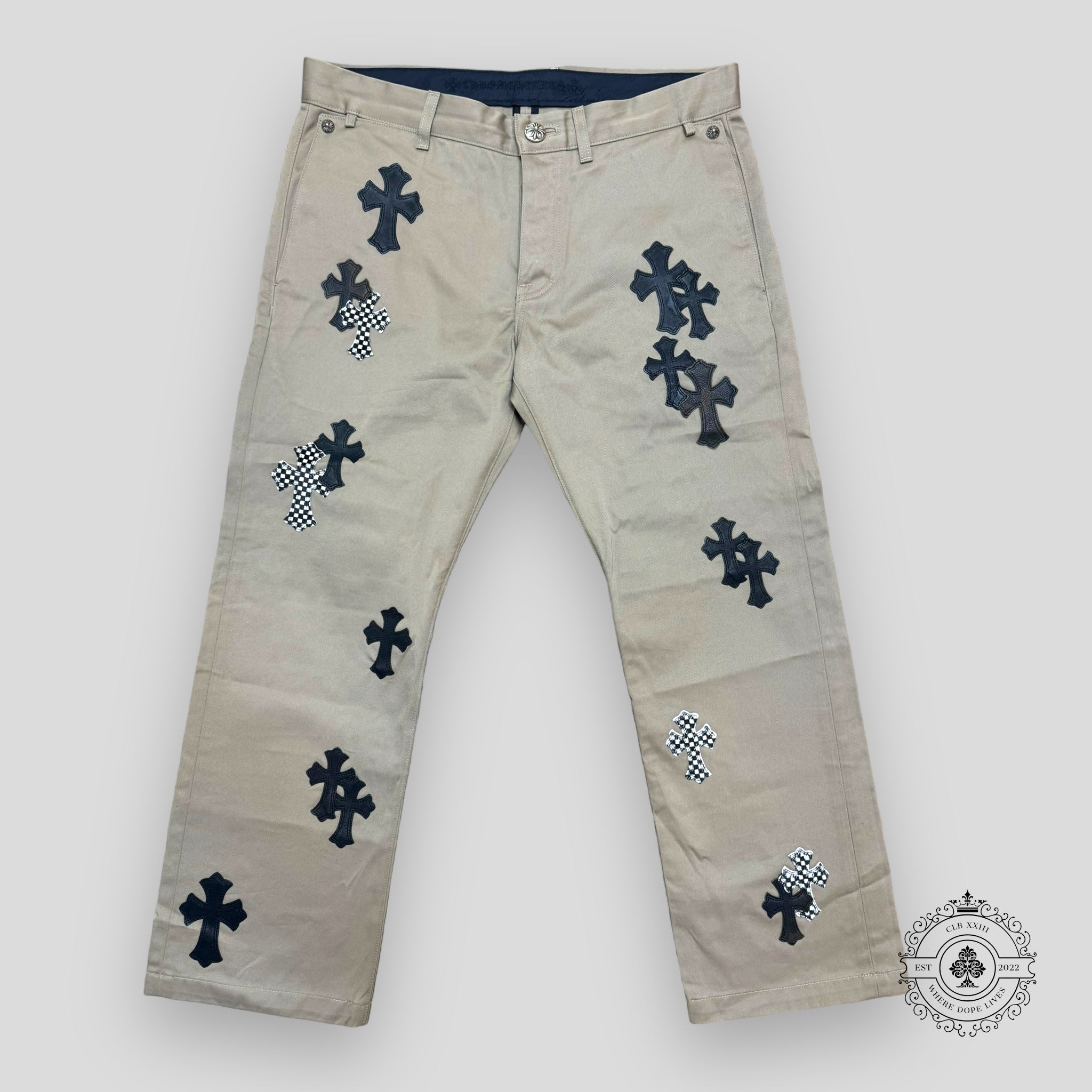 Chrome Hearts Black Checkered Cross Patch Chino Pants