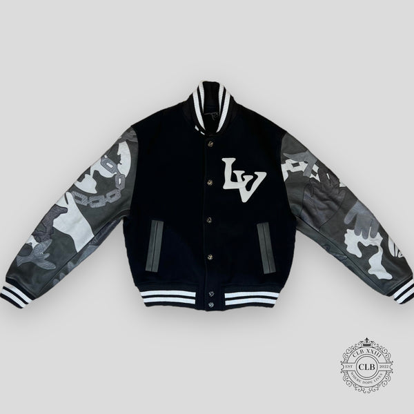 Louis Vuitton Chains Camo Varsity Jacket, Black, 46 Stock Confirmation Required