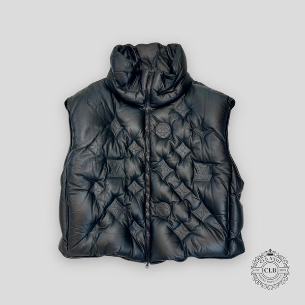 Louis Vuitton Lvse Embossed Monogram Mix Leather Blouson BLACK. Size 50