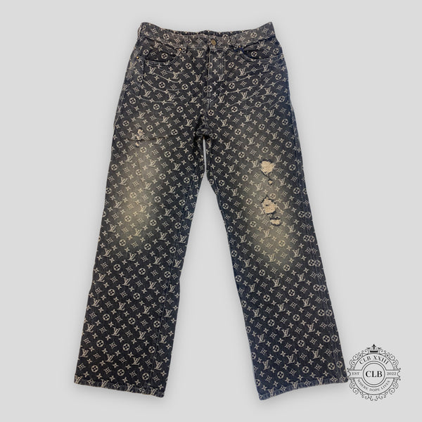 Louis Vuitton Distressed Carpenter Monogram Jeans
