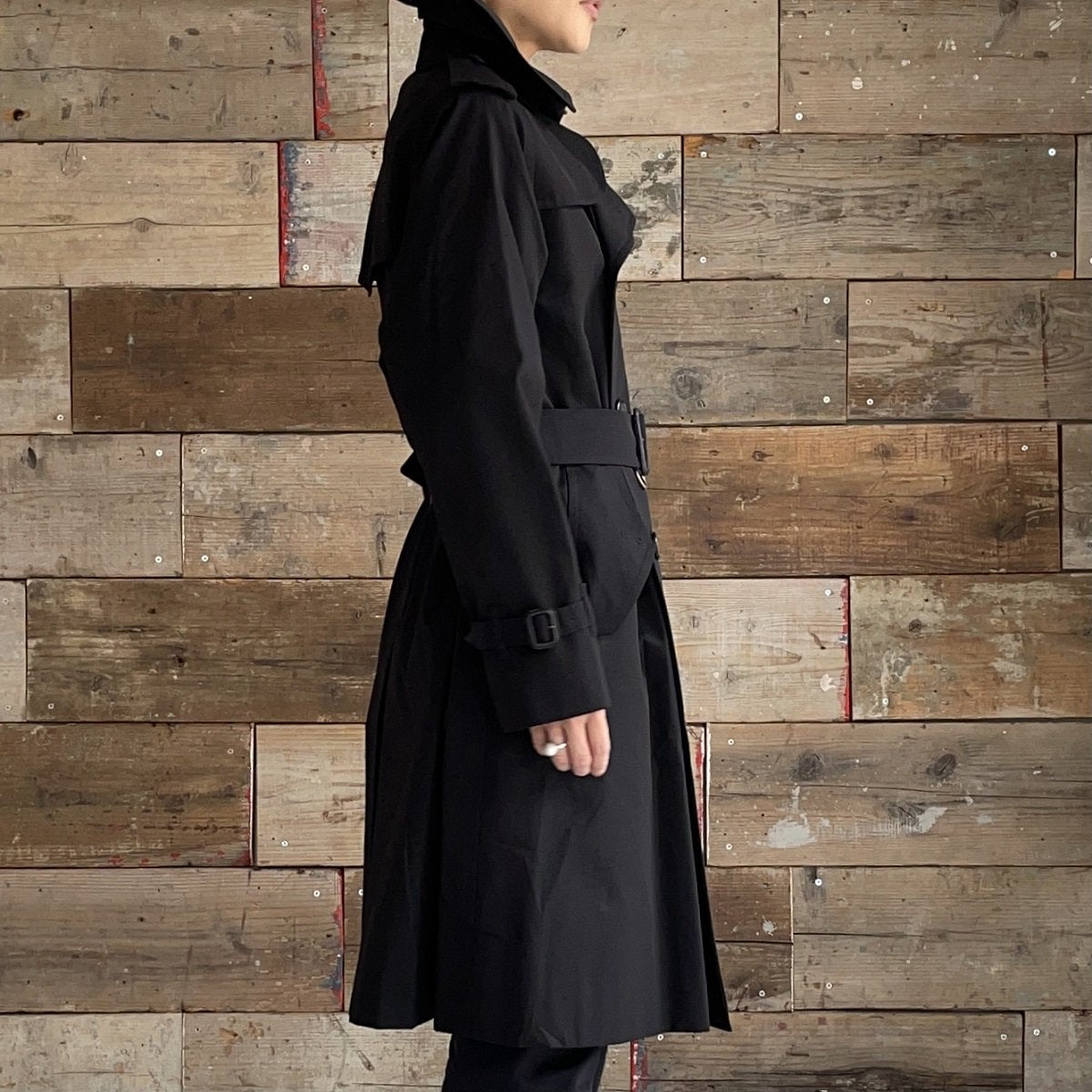 ANATOMICA TRENCH COAT BLACK GABARGINE 46-