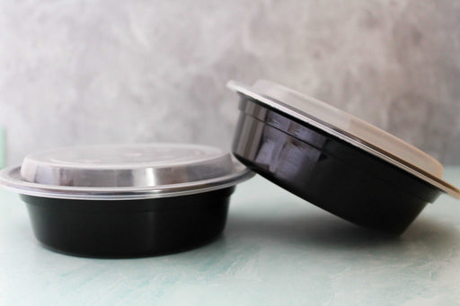 16oz Black Disposable Plastic Round Microwavable Food Container