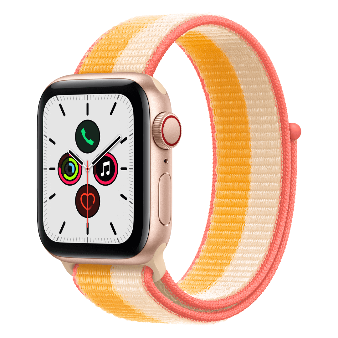 Apple Watch SE Gold Aluminium Case with Maize/White Sport Loop