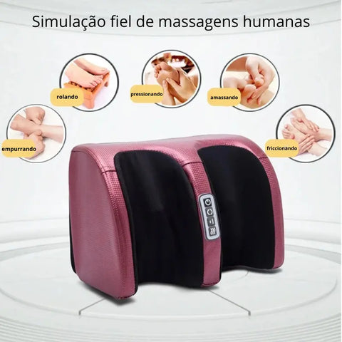 Massageador Pés Pernas Bivolt Terapia Shiatsu com Aquecimento simulando massagens realistas